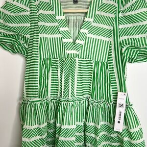 Aqua Striped Green and White Blouse